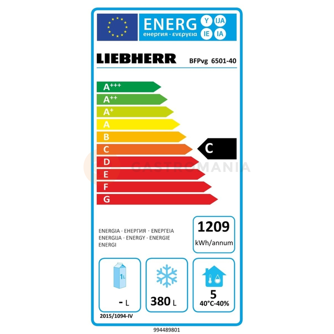 Mraznička podľa pekárskej normy s chladením s cirkuláciou vzduchu 697x867x2115 mm | LIEBHERR, BFPvg 6501 Performance