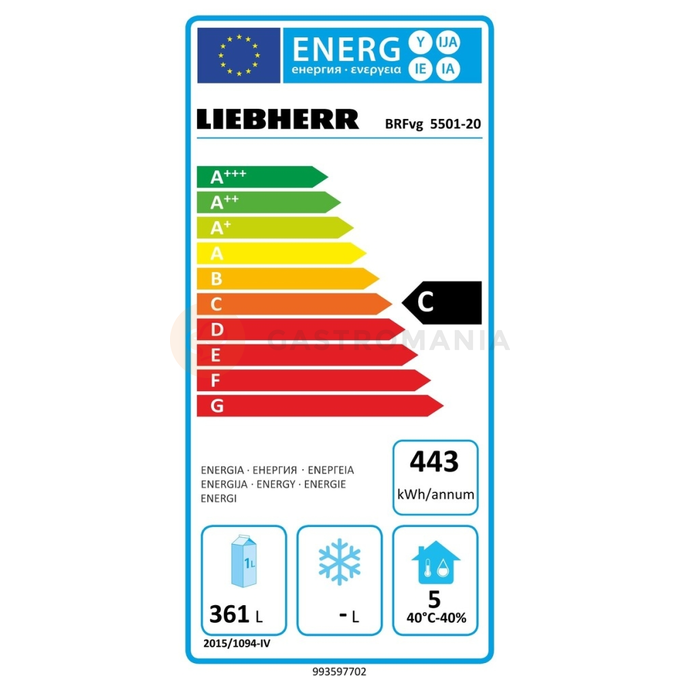 Chladnička podľa pekárskej normy s chladením s cirkuláciou vzduchu 747x769x1684 mm | LIEBHERR, BRFvg 5501 Performance