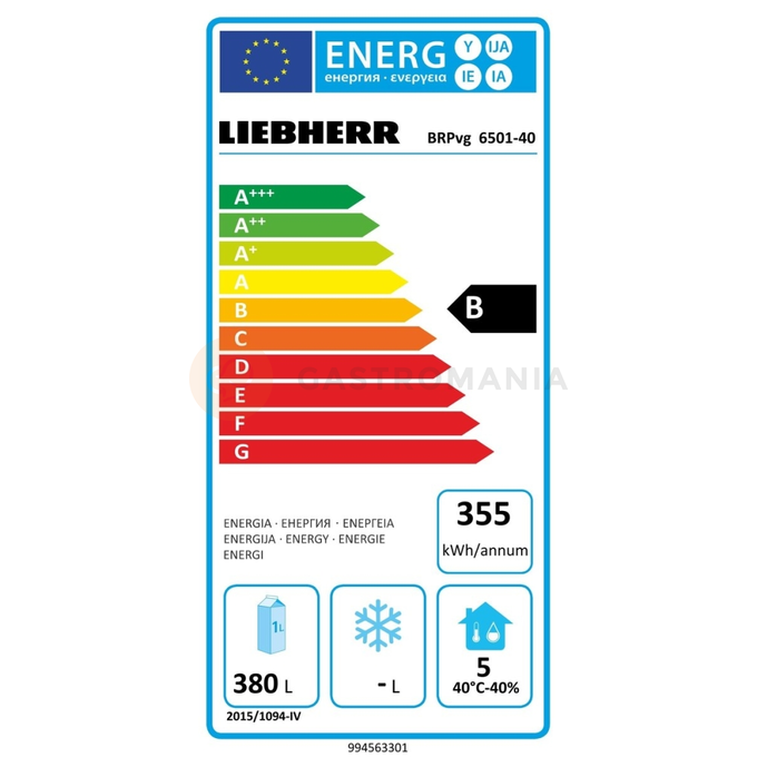 Chladnička podľa pekárske normy s chladením s cirkuláciou vzduchu 697x867x2115 mm | LIEBHERR, BRPvg 6501 Performance