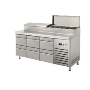 Kombinovaný pizza stôl 700 mm GN 1/1 1792x700x1050 mm | ASBER, ETPZ-180-06 HC 90NS