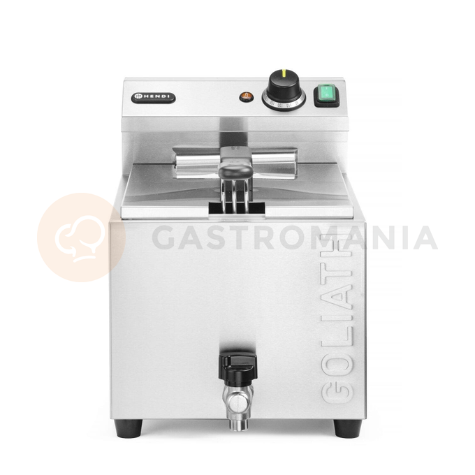 Fritéza XL s vypúšťacím kohútikom, 10 l, 400V/10200W, 300x585x392 mm | HENDI, Goliath