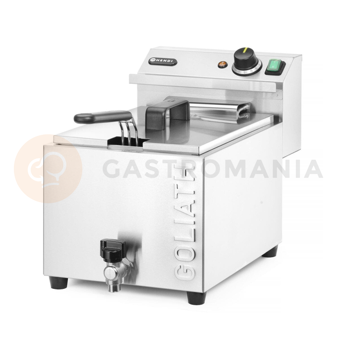 Fritéza XL s vypúšťacím kohútikom, 10 l, 400V/10200W, 300x585x392 mm | HENDI, Goliath