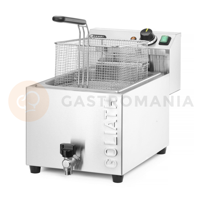 Fritéza XL s vypúšťacím kohútikom, 10 l, 400V/10200W, 300x585x392 mm | HENDI, Goliath