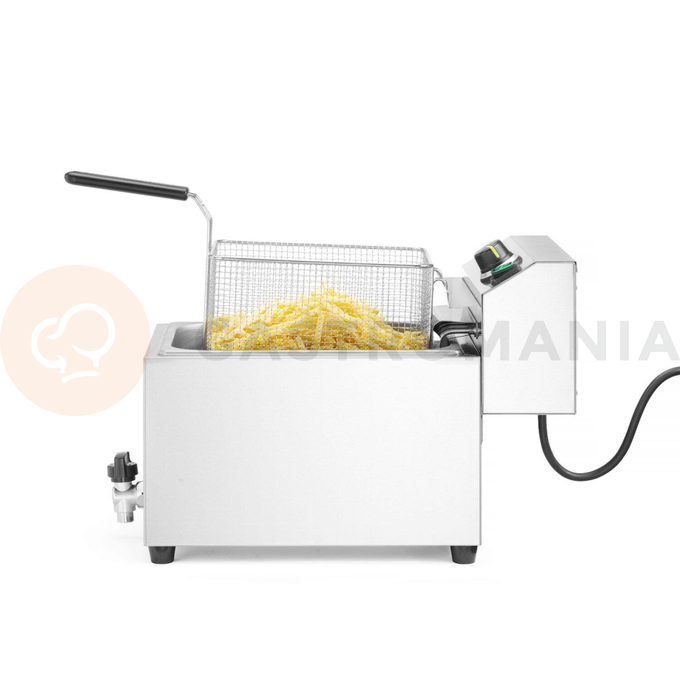 Fritéza XL s vypúšťacím kohútikom, 10 l, 400V/10200W, 300x585x392 mm | HENDI, Goliath