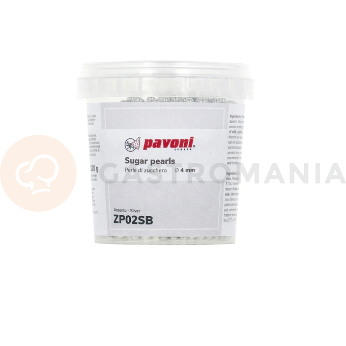 Cukrové korálky 4 mm 120 g strieborná metalíza | PAVONI, ZP02SB