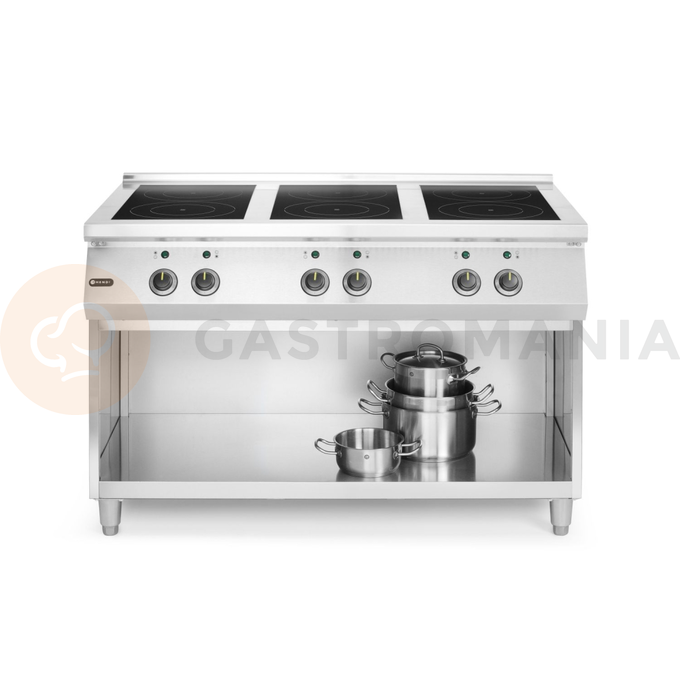 Indukčná varná doska so 6 varnými zónami, 400 V, 25,5 kW, 1200x700x890 mm | HENDI, 237397