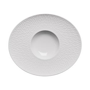 Oválny tanier z bieleho porcelánu so širokým okrajom 32 x 27 cm | DEGRENNE, Boreal Satin