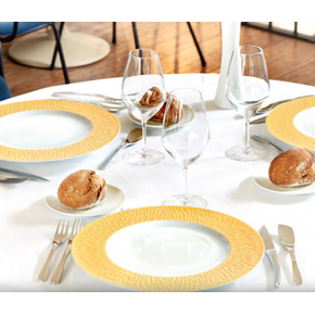 Oválny tanier z bieleho porcelánu so širokým okrajom 30 x 26 cm | DEGRENNE, Boreal Satin