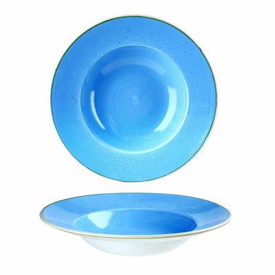 Hlboký tanier modrý so širokým okrajom 24 cm | CHURCHILL, Stonecast Cornflower Blue