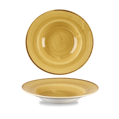 Hlboký tanier v horčicovej farbe so širokým okrajom 28 cm | CHURCHILL, Stonecast Mustard Seed Yellow