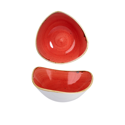 Miska v tvare trojuholníka, červená, ručne zdobená 600 ml | CHURCHILL, Stonecast Berry Red
