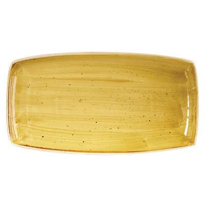 Obdĺžnikový servírovací tanier v horčicovej farbe, ručne zdobený 35 cm x 18,5 cm | CHURCHILL, Stonecast Mustard Seed Yellow