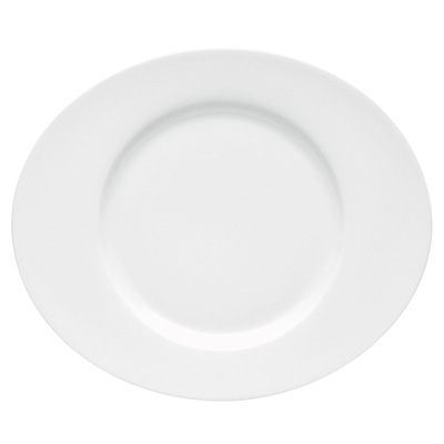Oválny plytký tanier z bieleho porcelánu, 24 cm x 20,05 cm | DEGRENNE, Boreal