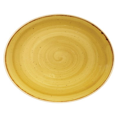 Oválny tanier horčicový, ručne zdobený 19,2 cm | CHURCHILL, Stonecast Mustard Seed Yellow