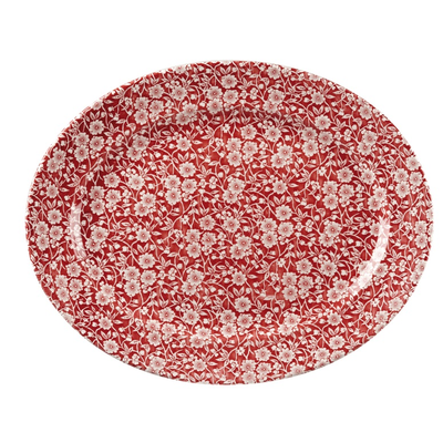 Oválny tanier zdobený bielymi kvetmi 36,5  x 29,3 cm, červeno-hnedý | CHURCHILL, Vintage Prints