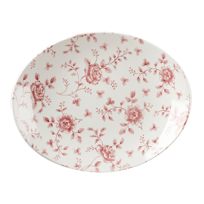 Oválny tanier zdobený hnedými kvetmi 31 x 25,4 cm, biely | CHURCHILL, Vintage Prints