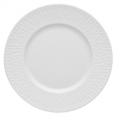 Plytký tanier z bieleho porcelánu, dekoratívny okraj, 22,5 cm | DEGRENNE, Boreal Satin