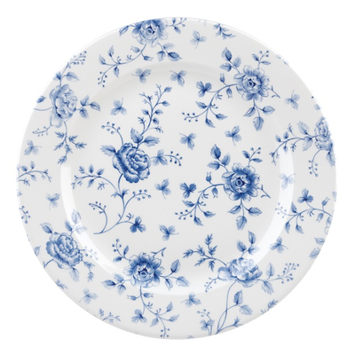 Plytký tanier zdobený modrými kvetmi 21 cm, biely | CHURCHILL, Vintage Prints