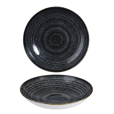 Porcelánový hlboký tanier coupe, grafitový 24,8 cm | CHURCHILL, Homespun Style Charcoal Black