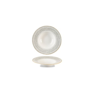 Porcelánový hlboký tanier so širokým okrajom, bielo-sivý 24 cm | CHURCHILL, Homespun Style Stone Gray