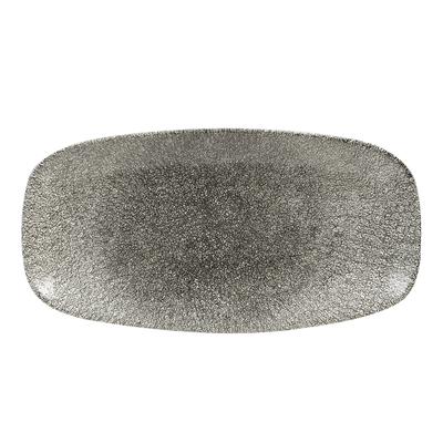 Porcelánový obdĺžnikový tanier 35,5 x 18,9 cm | CHURCHILL, Raku Quartz Black