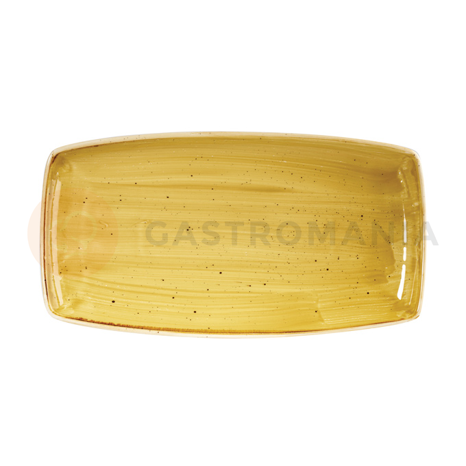 Obdĺžnikový servírovací tanier v horčicovej farbe, ručne zdobený 35 cm x 18,5 cm | CHURCHILL, Stonecast Mustard Seed Yellow