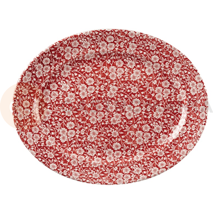 Oválny tanier zdobený bielymi kvetmi 36,5  x 29,3 cm, červeno-hnedý | CHURCHILL, Vintage Prints