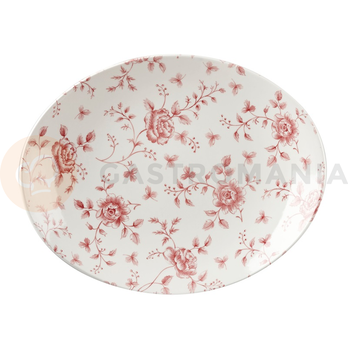 Oválny tanier zdobený hnedými kvetmi 31 x 25,4 cm, biely | CHURCHILL, Vintage Prints