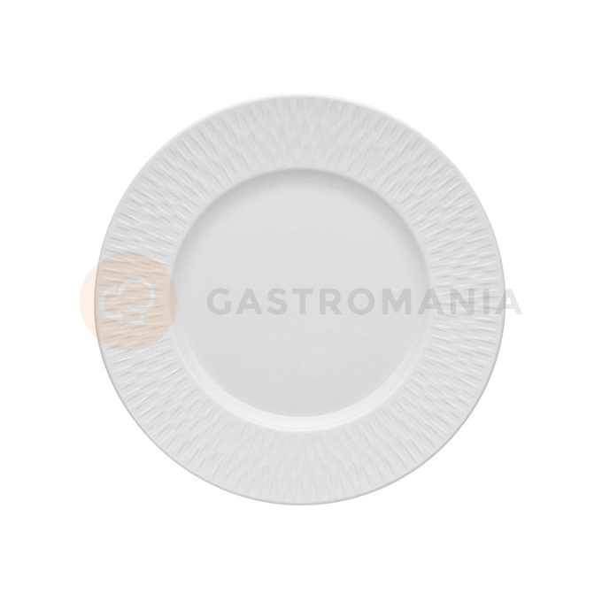 Plytký tanier z bieleho porcelánu, dekoratívny okraj, 22,5 cm | DEGRENNE, Boreal Satin
