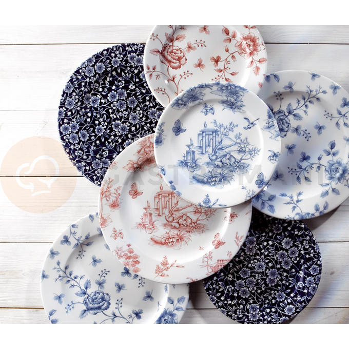Plytký tanier zdobený modrými kvetmi 27,6 cm, biely | CHURCHILL, Vintage Prints