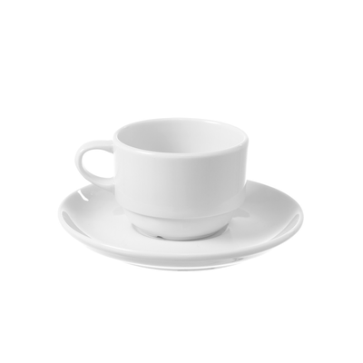 Šálka s podšálkou z bieleho porcelánu, 0,09 l | FINE DINE, Bianco