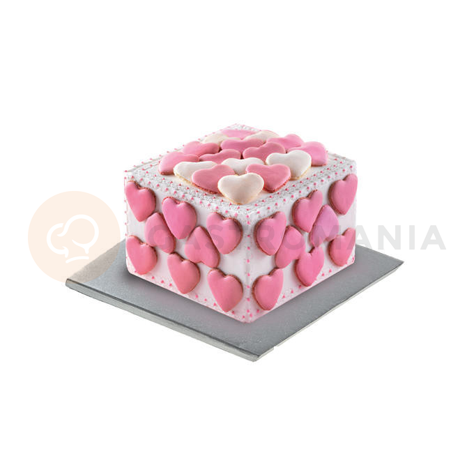 Strieborný spodok pod múčnik alebo tortu - 20x20 cm | SILIKOMART, Cake Cardboard Drums Silver