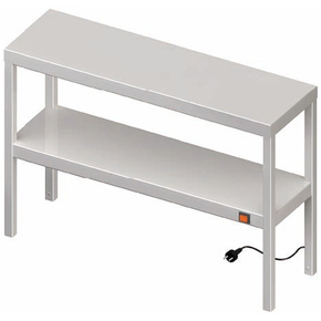 Nerezový stolový nástavec - dvojposchodový s ohrevom 1100x400x700 mm | STALGAST, 982224110