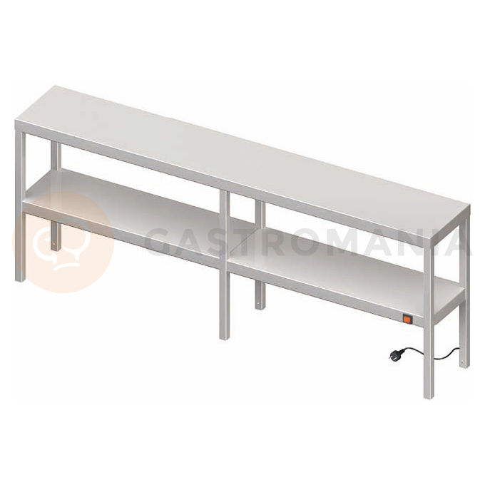 Nerezový stolový nástavec - dvojposchodový s ohrevom 1500x300x700 mm | STALGAST, 982233150