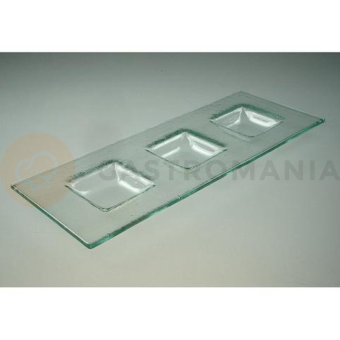 Biela sklenená tácka so 3 priehlbinami 340 x 130 mm | BDK, Pocket