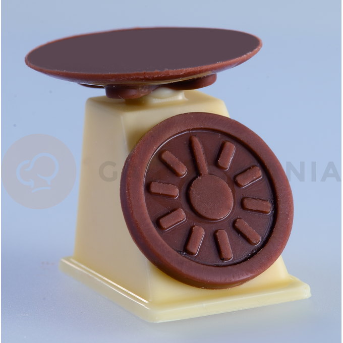 Polykarbonátová forma k vytvoreniu čokoládových dekorácií - kuchyňská váha + budík - MA4003 | MARTELLATO, Nostalgic Chocolate
