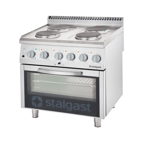 Elektrický sporák, 4 platničky a elektrická rúra 800x700x850 mm, 10,4+7 kW | STALGAST, 9715000