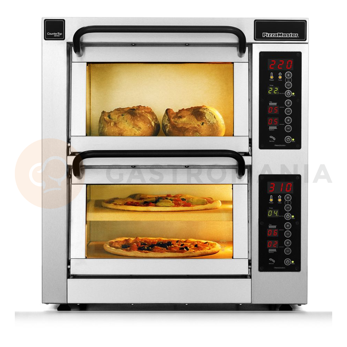 Dvojkomorová pec na pizzu, 1 delená komora, 3x pizza 35 cm, komory o rozmeroch 355x355x195 mm | PIZZA MASTER, CounterTop 352ED-1