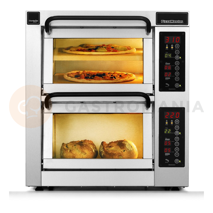 Dvojkomorová pec na pizzu, 1 delená komora, 6x pizza 35 cm, komory o rozmeroch 710x355x195 mm | PIZZA MASTER, CounterTop 352ED-1DW