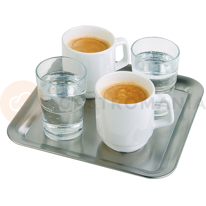 Obdĺžnikový podnos na servírovanie kávy 230x230 mm, saténový | APS, Kaffeehaus