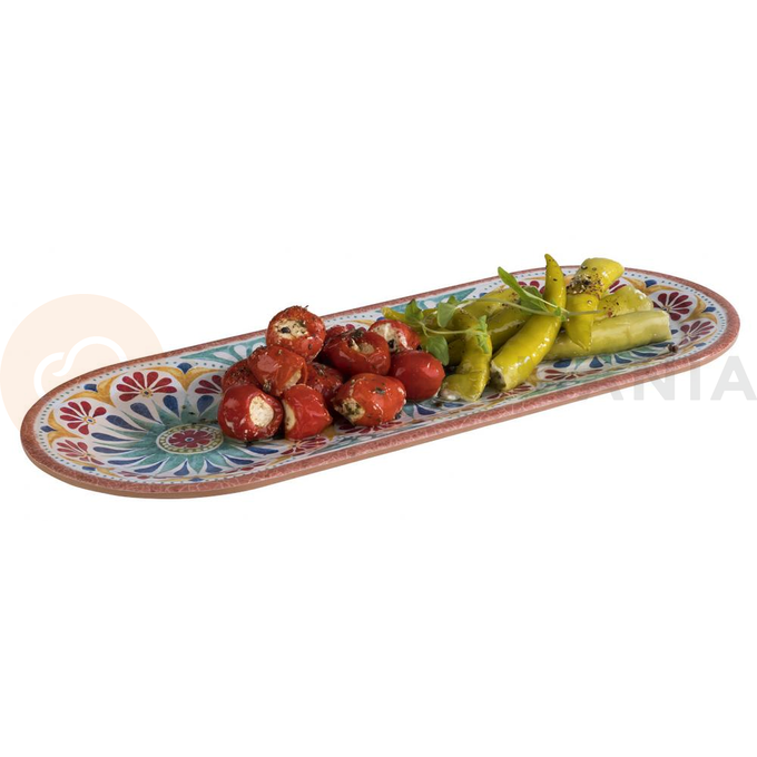 Oválny tanier z melamínu 38 x 15,5 cm, farebný vzor | APS, Arabesque