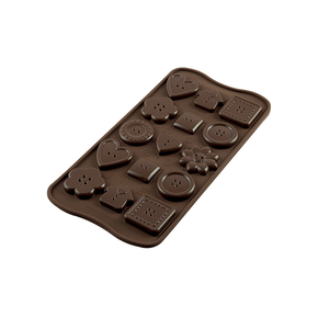 Forma na čokoládu a pralinky - knoflík, 30x30x6 mm, 50 ml - SCG29 Choco Botton | SILIKOMART, Easychoc