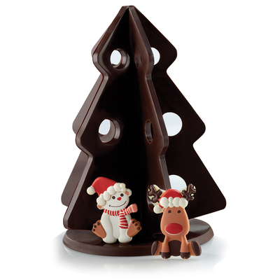 Forma na čokoládu - vianočný strom, snehuliak a sob, 130x200 mm, 180 g - KT80 | PAVONI, Albero a stella