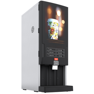 Nápojový automat na prípravu nápojov z tekutého koncentrátu Bag-In-Box 3 l a instantných nápojov 2x 1,3 l, 320 šálok/hodinu | BRAVILOR BONAMAT, Rivero Turbo 121