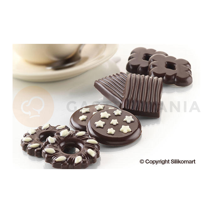 Forma na čokoládu a pralinky - sušenky, 49x29x6,8 mm, 129 ml - SCG25 Choco Biscuit | SILIKOMART, Easychoc