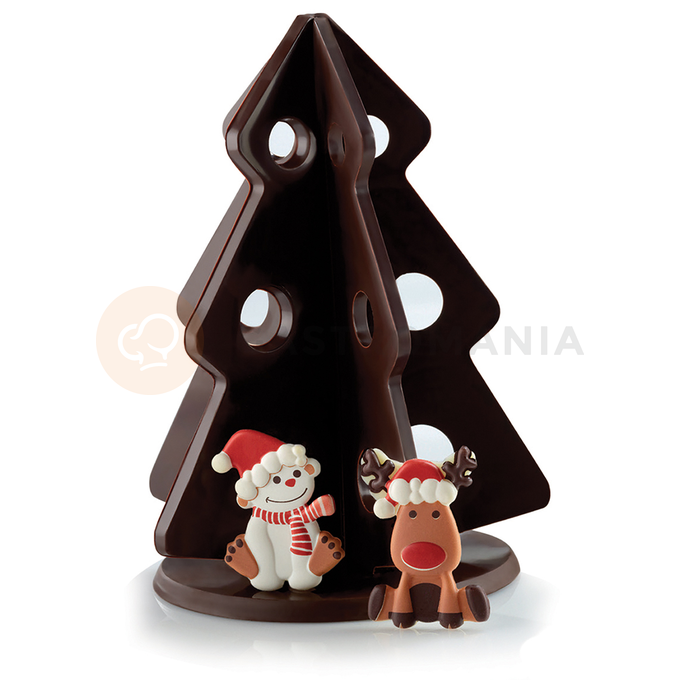 Forma na čokoládu - vianočný strom, snehuliak a sob, 130x200 mm, 180 g - KT80 | PAVONI, Albero a stella