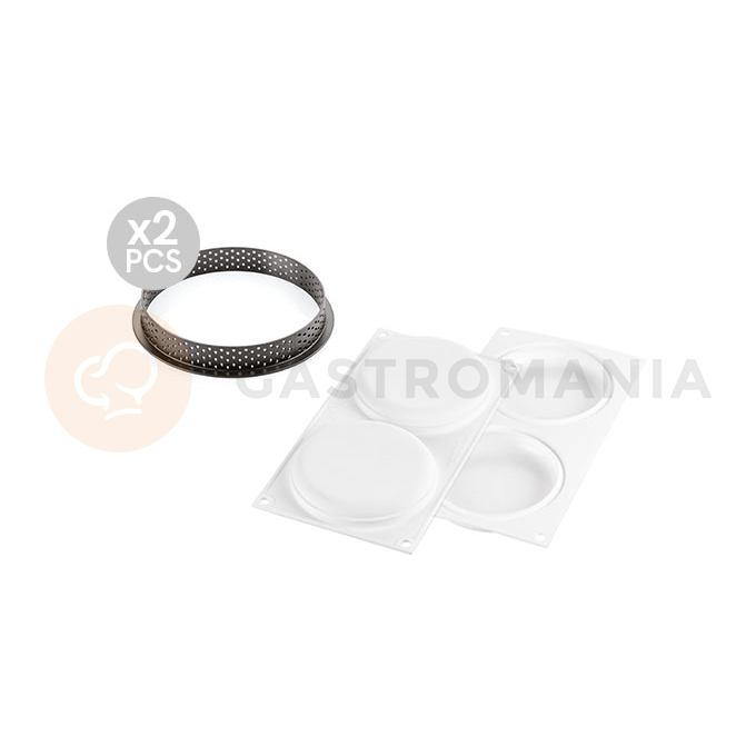 Sada forem na koláče - 2 kulaté prsteny 120x20 mm + silikonová forma 4x 105x17 mm, 140 ml | SILIKOMART, Kit Tarte Ring Round