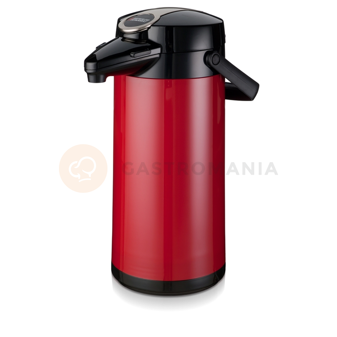 Termoska 2,2 l s pumpičkou, sklenená vložka a oplaštenie z červeného plastu | BRAVILOR BONAMAT, Airpot Furento