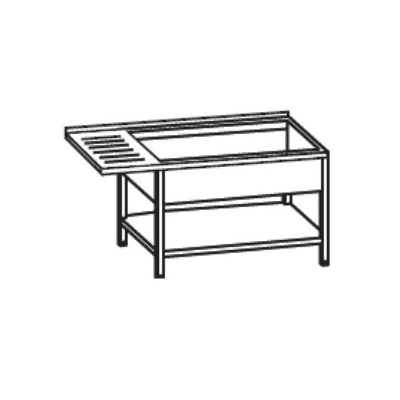 Stôl s jednokomorovým drezom z ľavej strany 1200x600x900 mm, s predĺženým odkvapkávačom a policou | RILLING, AST C612C 1LTZ