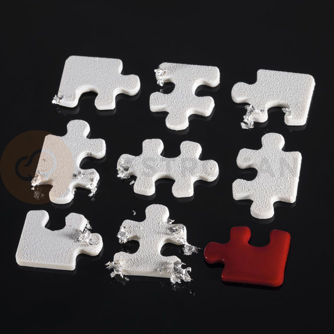 Silikónová forma na predkrmy, 18x puzzle 90x90x4 mm, 31 ml, 300x175 mm - GG018S | PAVONI, Puzzle